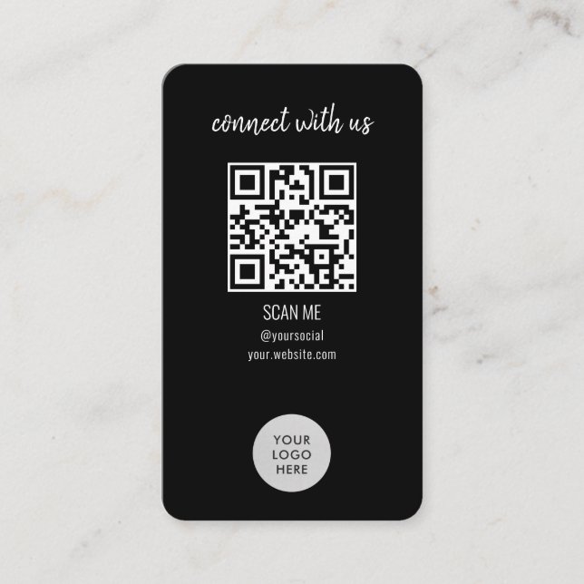 Tarjeta De Visita Black Connect with Us QR Code (Anverso)