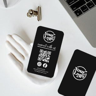 Tarjeta De Visita Black Connect With Us QR Code Logo Social Media