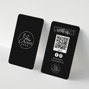 Tarjeta De Visita Black Connect With Uu Social Media QR Code