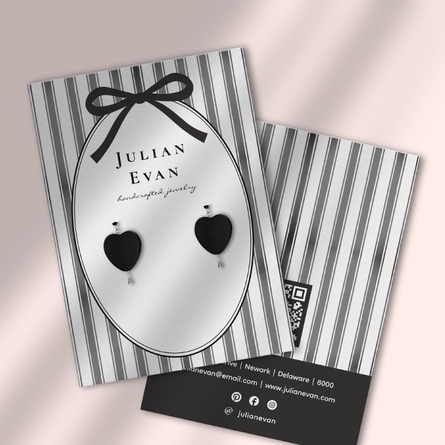 Tarjeta De Visita Black Coquette Preppy Stripe Jewelry Display (Black Coquette Preppy Stripe Jewelry Display Business Card)