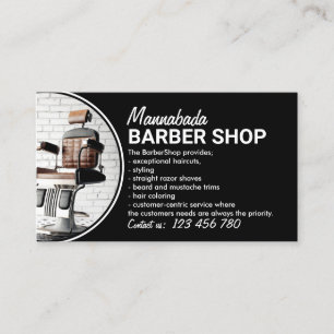 Tarjeta De Visita Black Custom Photos Circle Modern Barbería