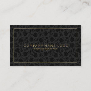 Tarjeta De Visita Black Damask Gold Accents