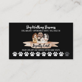 Tarjeta De Visita Black Dog Walker Loyalty Discount Paw