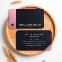 Black Faux Leather y Rubor Pink Business Card