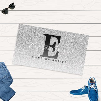 Tarjeta De Visita Black Glitter Makeup Artist Hair Salon Loyalty