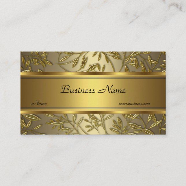 Tarjeta De Visita Black Gold Bronze Floral Elegant Business Card (Anverso)