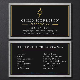 Tarjeta De Visita Black Gold Electrician Electrical Contractor Metal