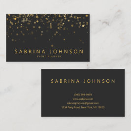 Tarjeta De Visita Black Gold Elegant Party Planner Business Card