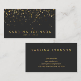 Tarjeta De Visita Black Gold Elegant Party Planner Business Card