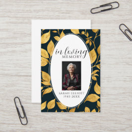 Tarjeta De Visita Black & Gold Funeral Memorial Prayer Photo Card