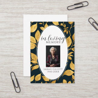 Tarjeta De Visita Black & Gold Funeral Memorial Prayer Photo Card