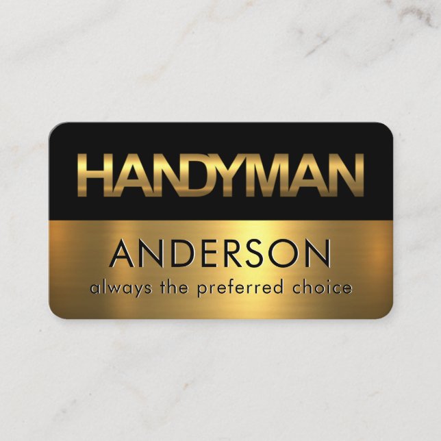 Tarjeta De Visita Black Gold Handyman Signage Layers (Anverso)