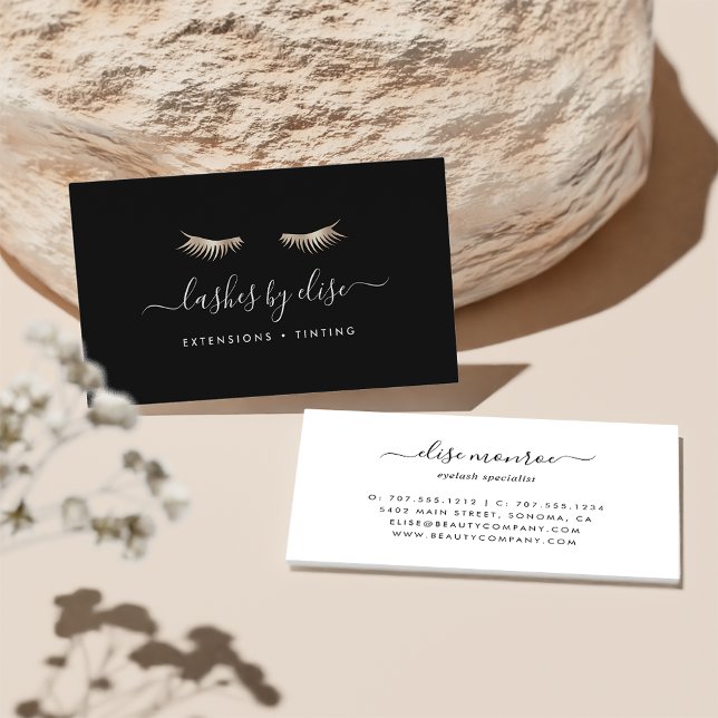 Tarjeta De Visita Black & Gold Lashes (Subido por el creador)
