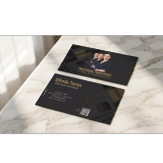 Tarjeta De Visita Black Gold Luxury Real Estate Agent Photo Business