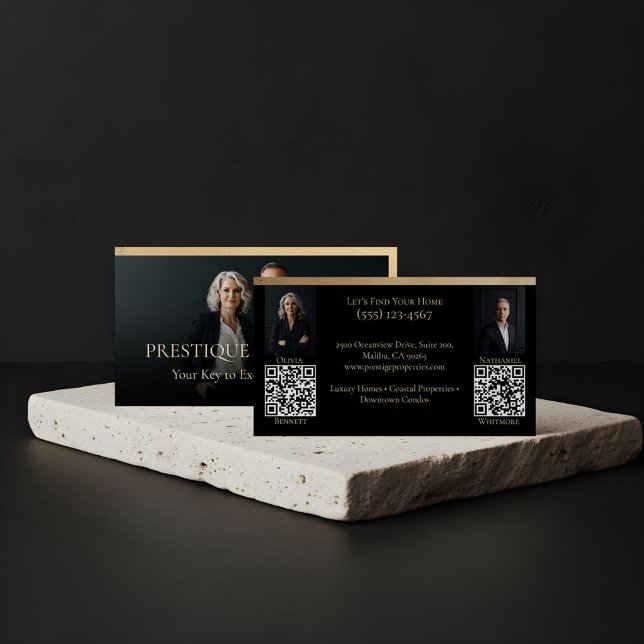 Tarjeta De Visita Black Gold Luxury Real Estate Agent Photo Luxe (Prestige Luxury Realtor Law Firm Gold & Black Luxe Business Card)