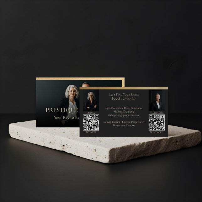 Tarjeta De Visita Black Gold Luxury Real Estate Agent Photo Luxe (Prestige Luxury Realtor Law Firm Gold & Black Luxe Business Card)