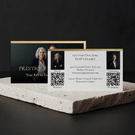 Tarjeta De Visita Black Gold Luxury Real Estate Agent Photo Luxe