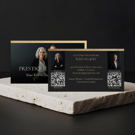 Tarjeta De Visita Black Gold Luxury Real Estate Agent Photo Luxe