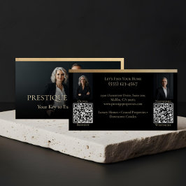 Tarjeta De Visita Black Gold Luxury Real Estate Agent Photo Luxe