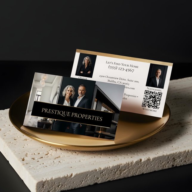 Tarjeta De Visita Black Gold Luxury Real Estate Agent Photo Luxe (Black Gold Luxury Real Estate Agent Photo Luxe Business Card)