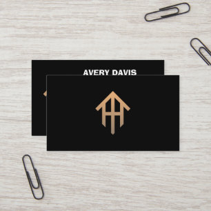 Tarjeta De Visita Black Gold Luxury Real Estate Broker Elegant