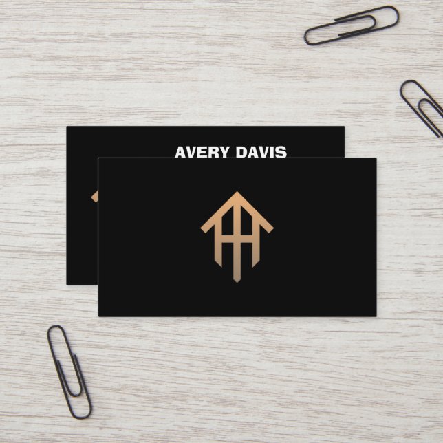 Tarjeta De Visita Black Gold Luxury Real Estate Broker Elegant (Anverso/Reverso In Situ)