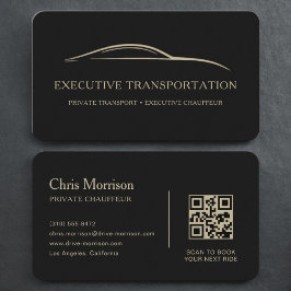 Tarjeta De Visita Black Gold Luxury Transport QR Code