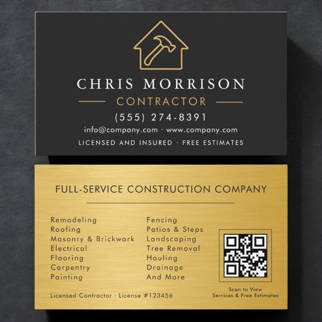 Tarjeta De Visita Black Gold Metal Building Construction QR Code (Subido por el creador)