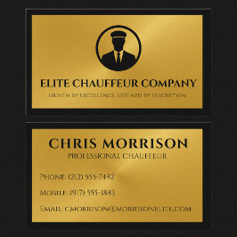 Tarjeta De Visita Black Gold Metallic Chauffeur Driver