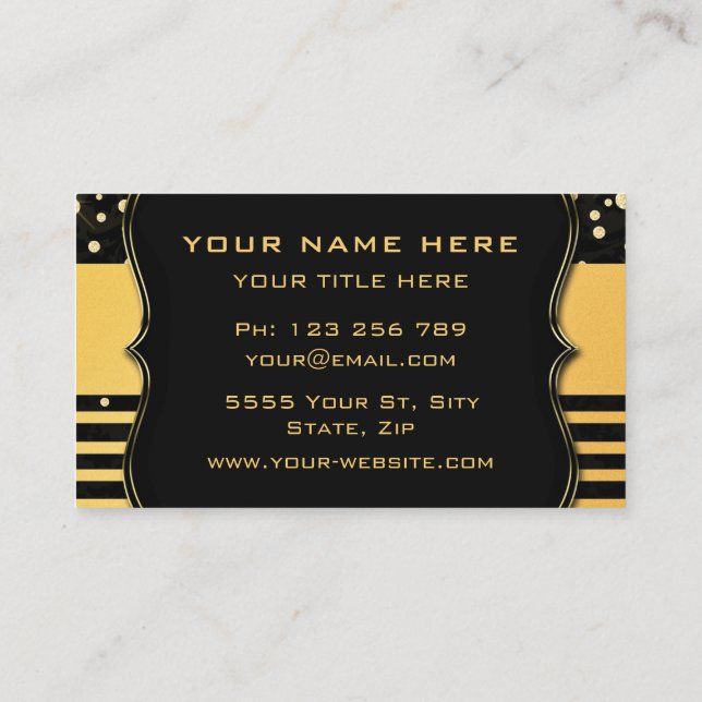 Tarjeta De Visita Black Gold Modern Business Card (Reverso)
