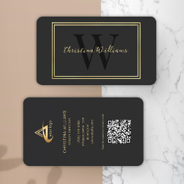 Tarjeta De Visita Black Gold Modern Minimalista Elegant Profesional