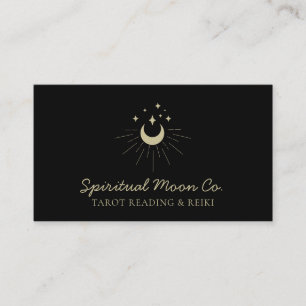 Tarjeta De Visita Black Gold Moon Stars Spiriki