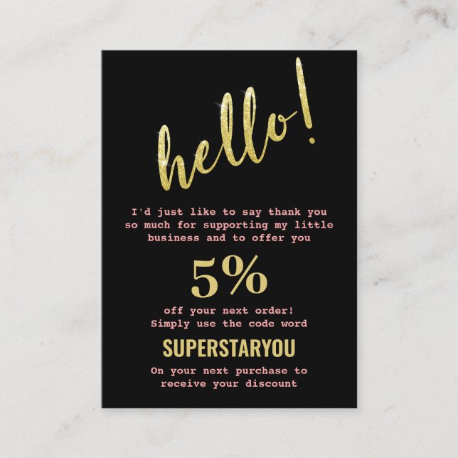 Tarjeta De Visita Black Gold Pink Gracias A Insertar Logo De Medios  (Anverso)