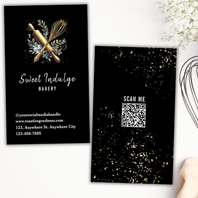 Tarjeta De Visita Black Gold QR Código Baking Utensil Bakú (Subido por el creador)