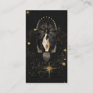 Tarjeta De Visita *~* Black Gold Rays Mystic Hand Snars Stars