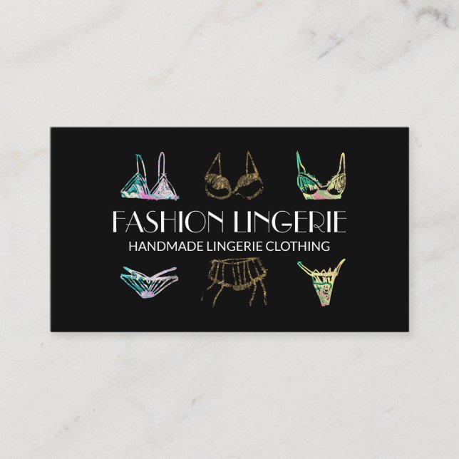Tarjeta De Visita Black gold Underwear Girly shop Lingerie Clothing (Anverso)