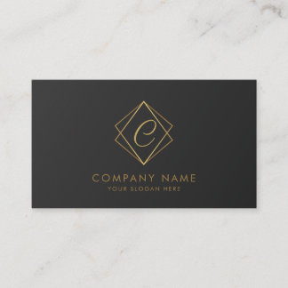 Tarjeta De Visita Black Golden Elegant Business Card