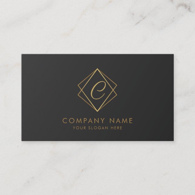 Tarjeta De Visita Black Golden Elegant Business Card (Anverso)