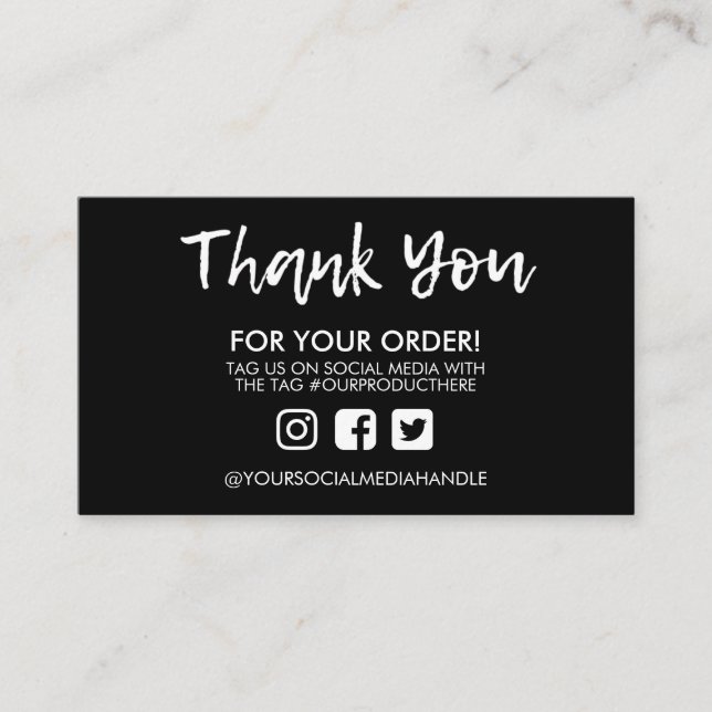 Tarjeta De Visita Black Gracias Media Insert Social Media (Anverso)
