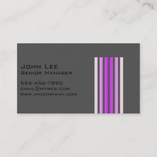 Tarjeta De Visita Black Gray Striped Moderno Simple Profesional