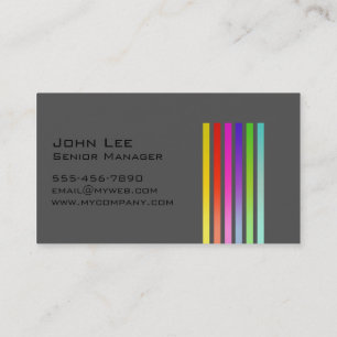 Tarjeta De Visita Black Gray Striped Moderno Simple Profesional