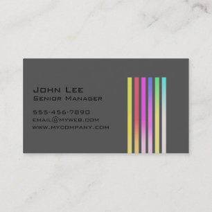 Tarjeta De Visita Black Gray Striped Moderno Simple Profesional