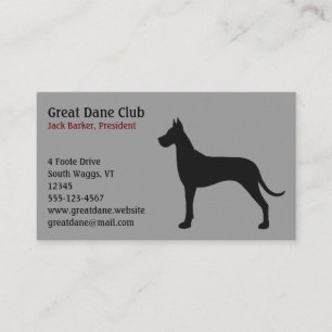 Tarjeta De Visita Black Great Dane Silhouette