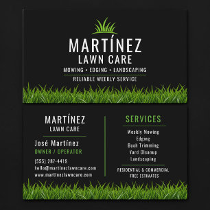 Tarjeta De Visita Black & Green Lawn Care Landscaping 