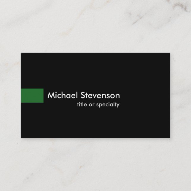 Tarjeta De Visita Black Green Modern Unique Consultant Business Card (Anverso)