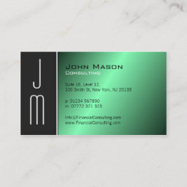 Tarjeta De Visita Black Green Monograma Professional Business Card