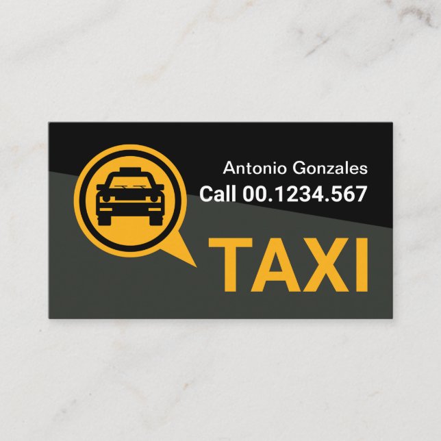 Tarjeta De Visita Black Grey Trapezium Yellow Taxi (Anverso)