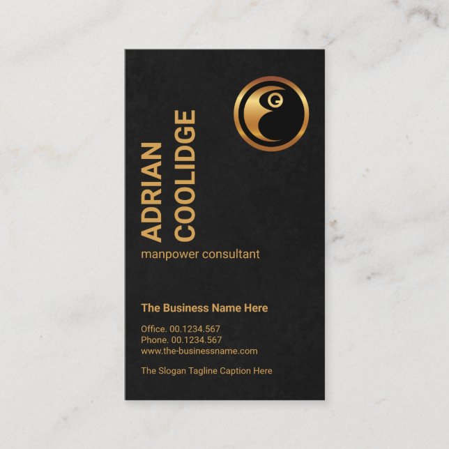 Tarjeta De Visita Black Grunge Texture Gold Manpower Consultor (Anverso)