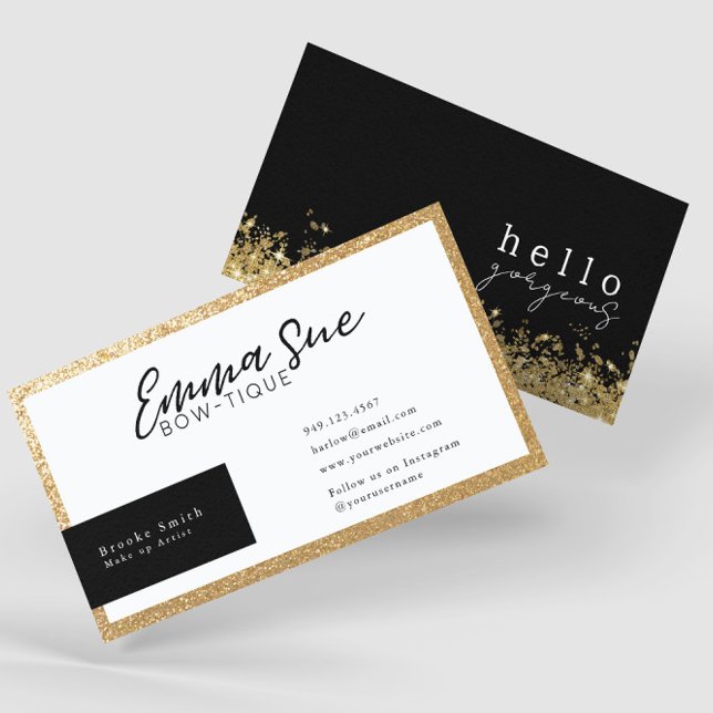 Tarjeta De Visita Black Hello Gorgeous Elegous Luxury Add Your Logo (Subido por el creador)