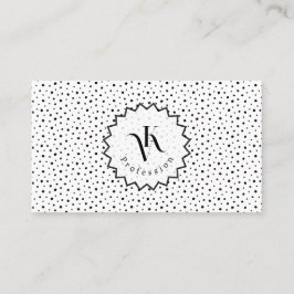 Tarjeta De Visita Black ink Polka dot Monogram Minimalist Modern.